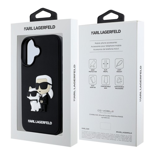 Karl Lagerfeld для iPhone 16 чехол 3D Rubber NFT Karl&Choupette Black