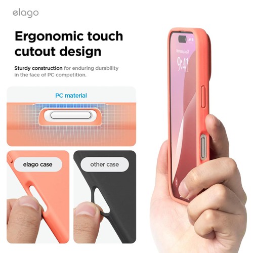 Elago для iPhone 16 Pro чехол Soft silicone (Liquid) Salmon