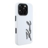 Karl Lagerfeld для iPhone 16 Pro чехол Liquid silicone Signature Metal logo & Camera frame Hard White