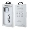 Karl Lagerfeld для iPhone 16 Pro чехол Liquid silicone Signature Metal logo & Camera frame Hard White