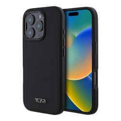 TUMI для iPhone 16 Pro чехол Genuine Leather Ballistic Hard Black (MagSafe)