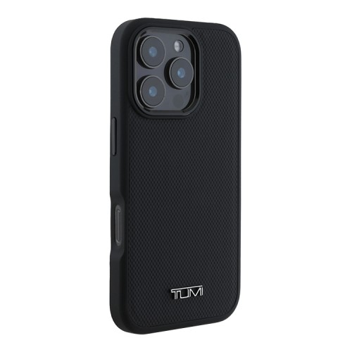 TUMI для iPhone 16 Pro чехол Genuine Leather Ballistic Hard Black (MagSafe)