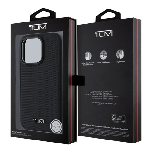 TUMI для iPhone 16 Pro чехол Genuine Leather Ballistic Hard Black (MagSafe)