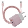 Energea СЗУ Bazic GoPort Velox Kit GaN35, USB-C+USB-A +кабель Weave USB-C to C 1.5m Peach