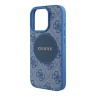 Guess для iPhone 16 Pro Max чехол PU 4G with Round Patch Metal logo Hard Blue (MagSafe)