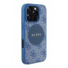 Guess для iPhone 16 Pro Max чехол PU 4G with Round Patch Metal logo Hard Blue (MagSafe)
