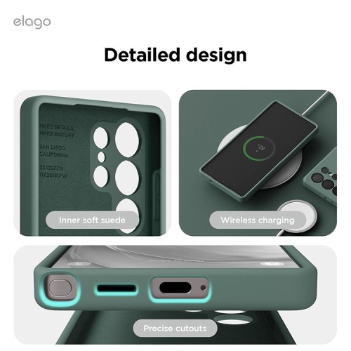 Elago для Galaxy S25 Ultra чехол Soft silicone (Liquid) Midnight Green