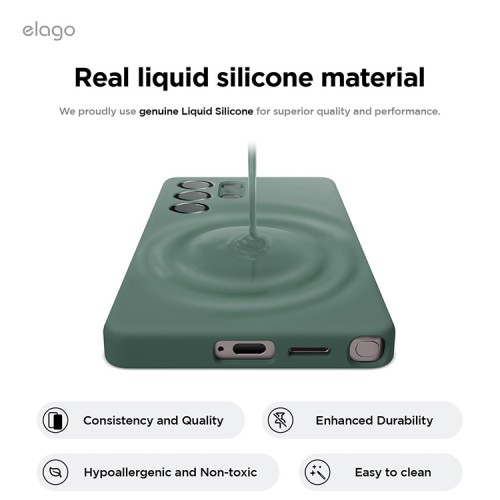 Elago для Galaxy S25 Ultra чехол Soft silicone (Liquid) Midnight Green