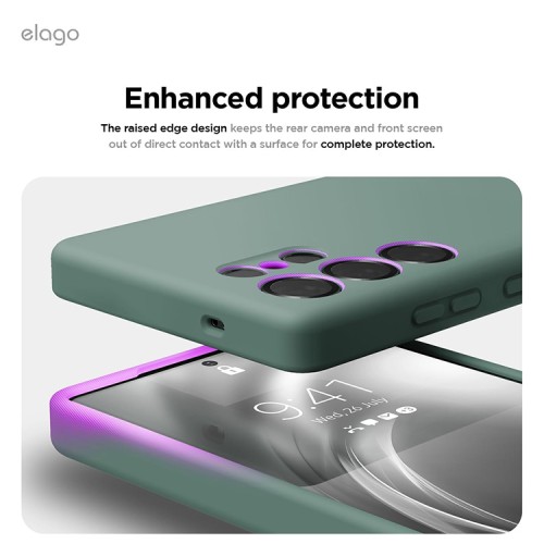 Elago для Galaxy S25 Ultra чехол Soft silicone (Liquid) Midnight Green