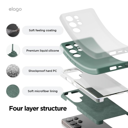 Elago для Galaxy S25 Ultra чехол Soft silicone (Liquid) Midnight Green