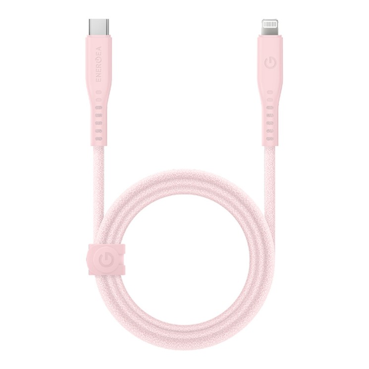 Energea Кабель FLOW USB-C to Lightning MFI C94 PD60W 3A Nanoweave Magnetic tie Pink 1.5m