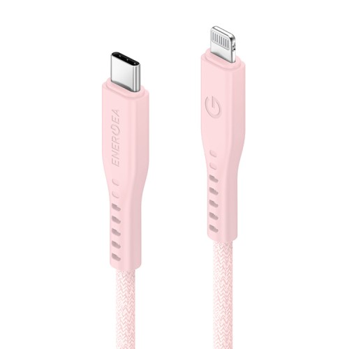Energea Кабель FLOW USB-C to Lightning MFI C94 PD60W 3A Nanoweave Magnetic tie Pink 1.5m