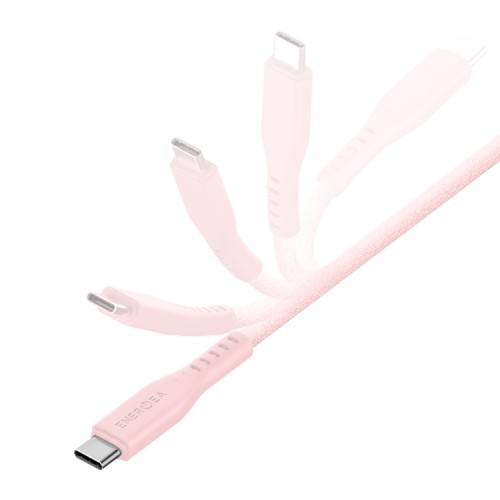 Energea Кабель FLOW USB-C to Lightning MFI C94 PD60W 3A Nanoweave Magnetic tie Pink 1.5m