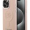 Karl Lagerfeld для iPhone 15 Pro Max чехол PU-кожа Initials & Metal logo Hard Pink (MagSafe)