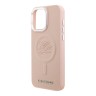 Karl Lagerfeld для iPhone 15 Pro Max чехол PU-кожа Initials & Metal logo Hard Pink (MagSafe)