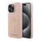 Karl Lagerfeld для iPhone 15 Pro Max чехол PU-кожа Initials & Metal logo Hard Pink (MagSafe)