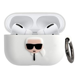 Чехол Karl Lagerfeld Silicone с кольцом для Airpods Pro, белый