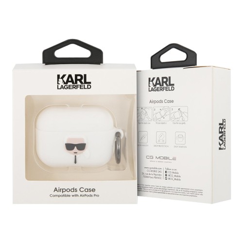Чехол Karl Lagerfeld Silicone с кольцом для Airpods Pro, белый