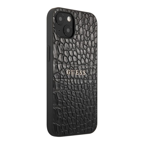Чехол Guess PU Croco with metal logo Hard для iPhone 13, черный
