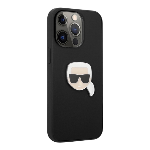 Чехол Karl Lagerfeld Karl's head Patch (metal) Hard для iPhone 13 Pro Max, черный
