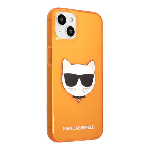Karl Lagerfeld TPU FLUO Choupette Hard чехол для iPhone 13 mini, оранжевый