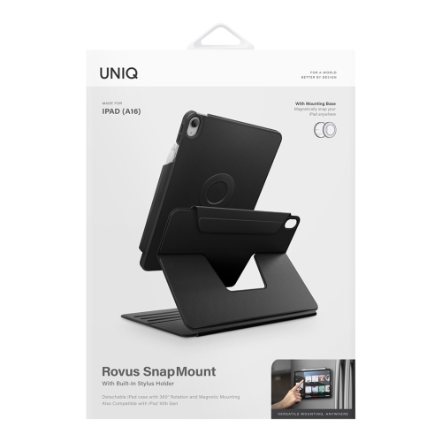 Uniq для iPad 11 (2025 A16)/ 10.9 (2022) чехол ROVUS SnapMount Magnetic 360 Rotate Detach Black