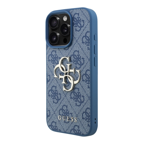 Guess для iPhone 16 Pro Max чехол PU 4G Big metal logo Hard + Pearl Hand Strap Blue