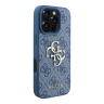 Guess для iPhone 16 Pro Max чехол PU 4G Big metal logo Hard + Pearl Hand Strap Blue