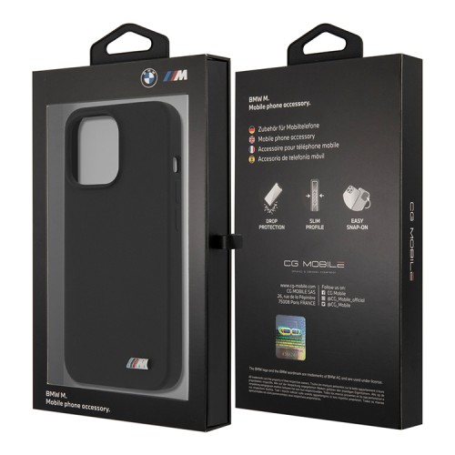 Чехол BMW M-Collection Liquid Silicone для iPhone 13 Pro, черный (Magsafe)