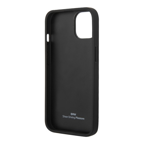 Кожаный чехол BMW Signature Logo imprint Hard для iPhone 14 Plus, черный