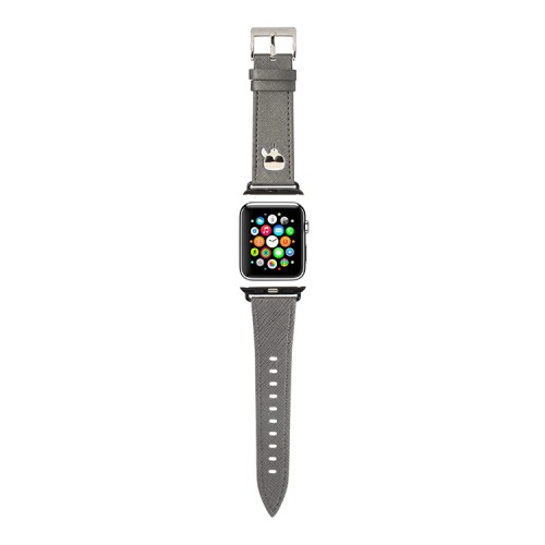 Ремешок Lagerfeld PU Saffiano Karl head для Apple Watch 42-41-40 mm, серебристый