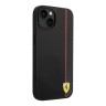 Чехол Ferrari PU Smooth/Carbon Vertical with metal logo Hard для iPhone 14, черный