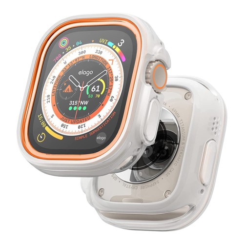 Чехол Elago DUO case для Apple Watch Ultra 49 мм, прозрачный/оранжевый