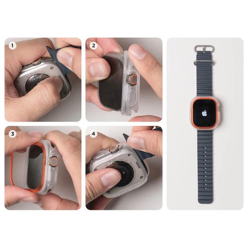 Чехол Elago DUO case для Apple Watch Ultra 49 мм, прозрачный/оранжевый