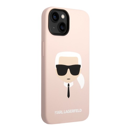 Чехол Lagerfeld Liquid silicone Karl's Head Hard для iPhone 14 Plus, розовый (MagSafe)