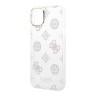 Чехол Guess Peony glitter Electroplated camera Hard для iPhone 14, белый (прозрачный)