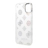 Чехол Guess Peony glitter Electroplated camera Hard для iPhone 14, белый (прозрачный)