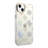 Чехол Guess Peony glitter Electroplated camera Hard для iPhone 14, белый (прозрачный)