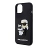 Lagerfeld для iPhone 15 чехол 3D Rubber Karl & Choupette Hard Black