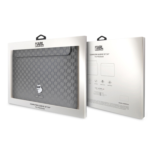 Karl Lagerfeld для ноутбуков 13"/14" чехол Saffiano Sleeve Monogram NFT Choupette Silver