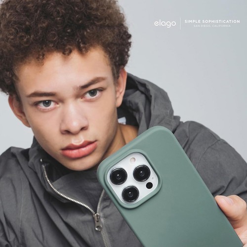 Elago для iPhone 15 Pro чехол Soft silicone (Liquid) Midnight Green