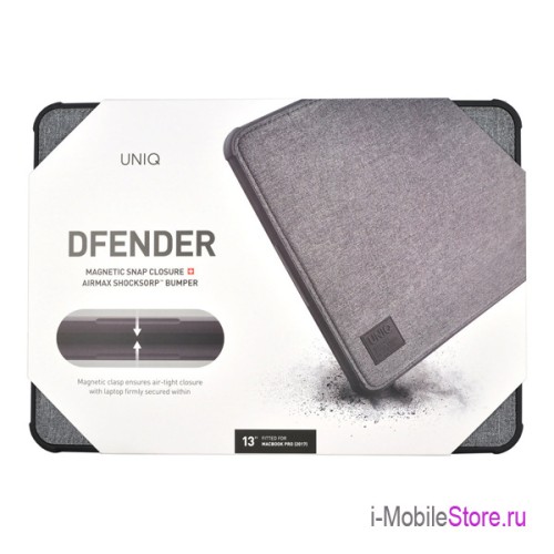Чехол Uniq DFender Sleeve Kanvas для MacBook Pro/Air 13 (2016-2020), серый