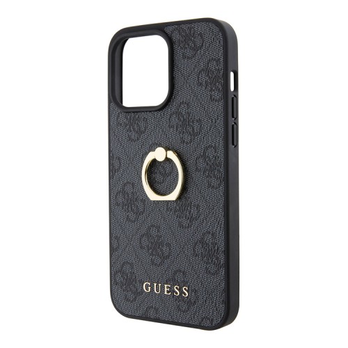 Guess для iPhone 15 Pro Max чехол PU 4G + Ring Hard Grey