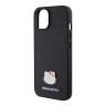 Hello Kitty для iPhone 15 чехол PU Grained leather Metal Kitty Head Hard Black