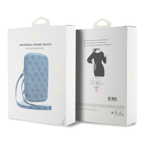 Guess для смартфонов сумка Wallet Zipper Pouch 4G with Triangle metal logo Blue