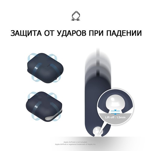 Чехол Elago Waterproof case для кейса AirPods 1/2, синий
