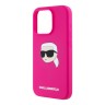 Karl Lagerfeld для iPhone 15 Pro Max чехол Liquid Silicone NFT Karl Head Hard Fuchsia (MagSafe)
