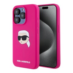 Karl Lagerfeld для iPhone 15 Pro Max чехол Liquid Silicone NFT Karl Head Hard Fuchsia (MagSafe)