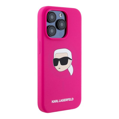 Karl Lagerfeld для iPhone 15 Pro Max чехол Liquid Silicone NFT Karl Head Hard Fuchsia (MagSafe)