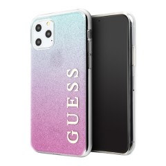 Чехол Guess Glitter Logo Hard Gradient для iPhone 11 Pro, розовый/голубой